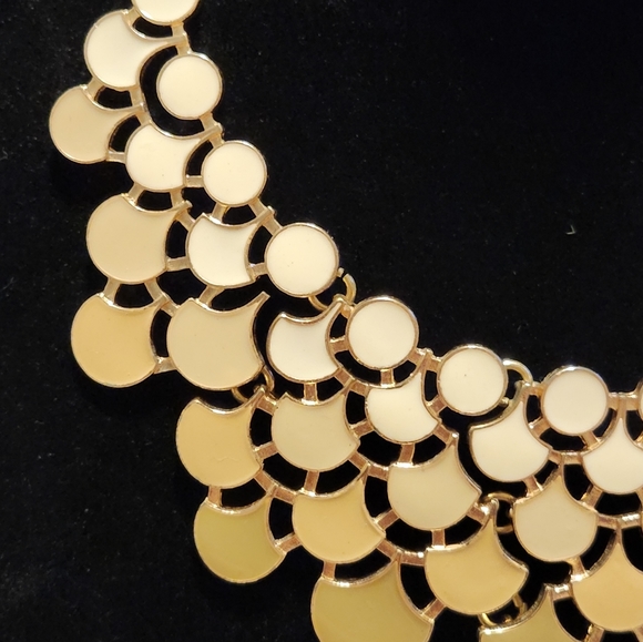 Mika Signed Gold Tone Enamel Art Deco Cleopatra Bib Statement Choker Necklace - Picture 2 of 6